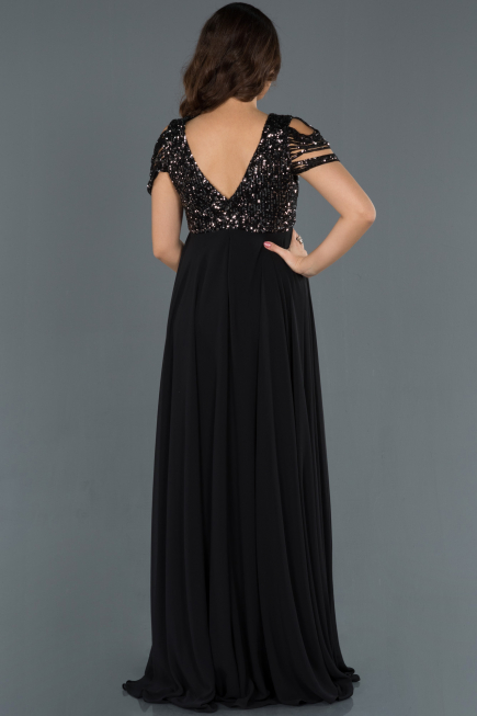 Robes de Soiree de Gross Longue Noir-Argent ABU747