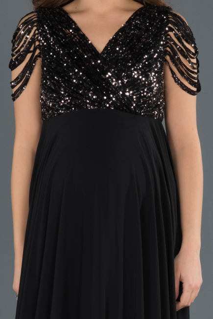Robes de Soiree de Gross Longue Noir-Argent ABU747