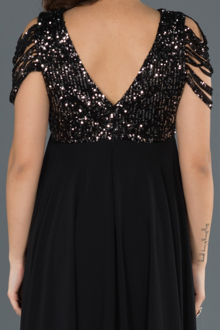 Robes de Soiree de Gross Longue Noir-Argent ABU747
