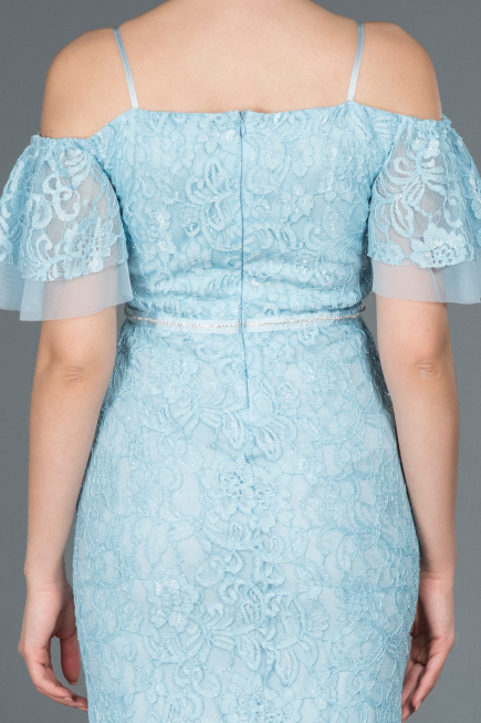 Robe de Soirée Longue Lacé Bleu clair ABU1156