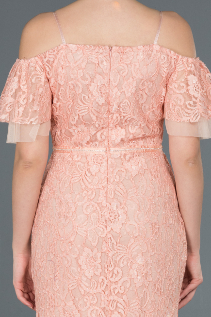 Robe de Soirée Longue Lacé Poudre ABU1156