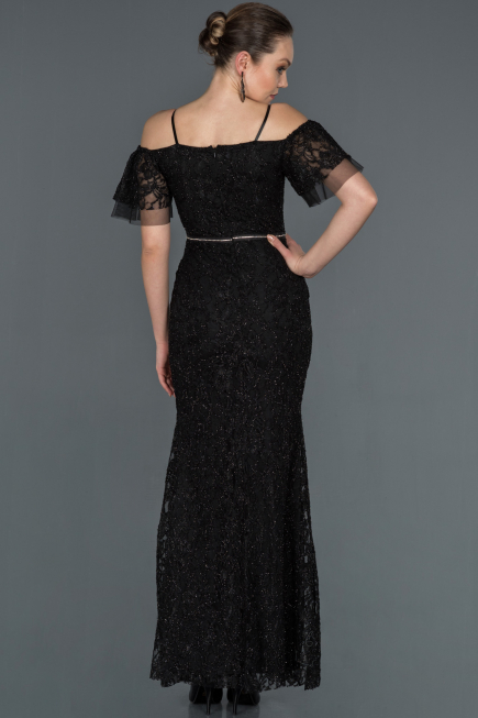 Robe de Soirée Longue Lacé Noir ABU1156