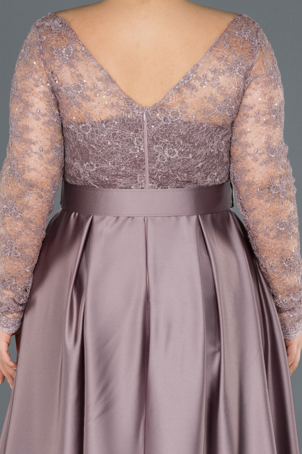 Robe de Soirée Grande Taille Longue Satin Lavande ABU1216
