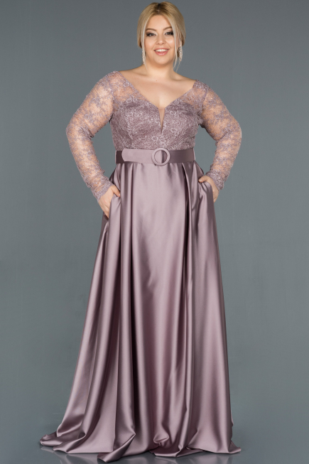 Robe de Soirée Grande Taille Longue Satin Lavande ABU1216