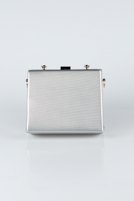 Sac de Boîte Cuir dentelé Argent V294