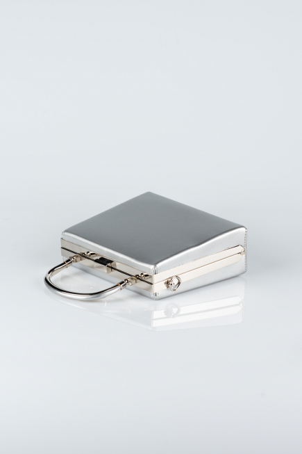 Sac de Boîte Cuir dentelé Argent V294