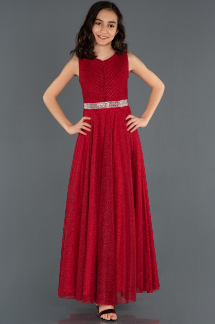 Robe de Soirée Enfants Longue Rouge ABU1228