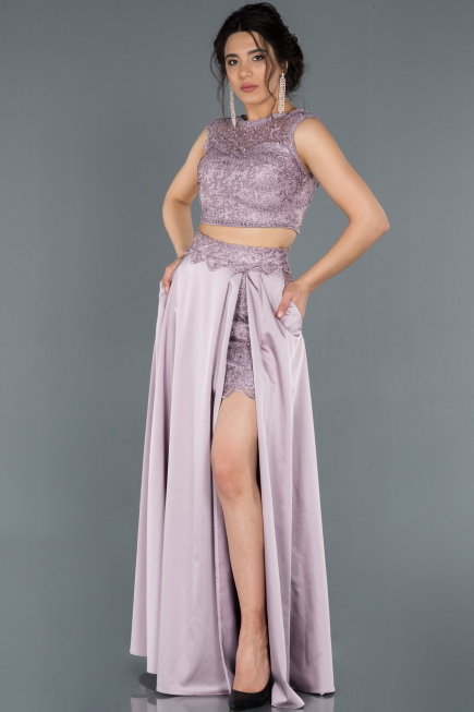 Robe de Soirée Longue Satin Lavande ABU1286