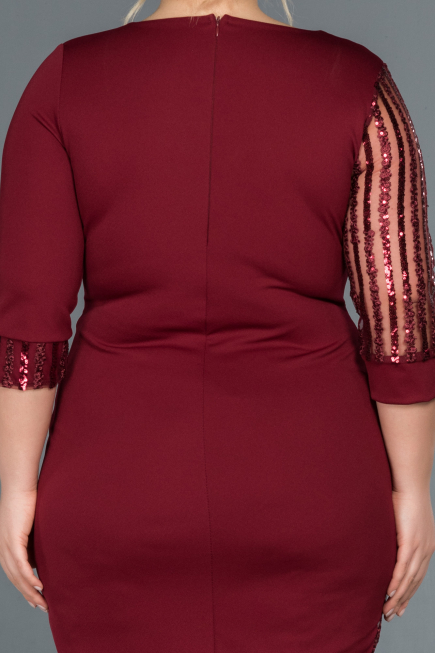 Robe de Soirée Grande Taille Courte Rouge Bordeaux ABK810