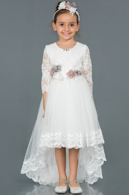 Robe de Soirée Enfants Longue Blanc ABU1277