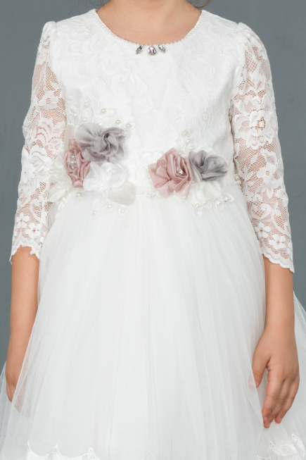 Robe de Soirée Enfants Longue Blanc ABU1277