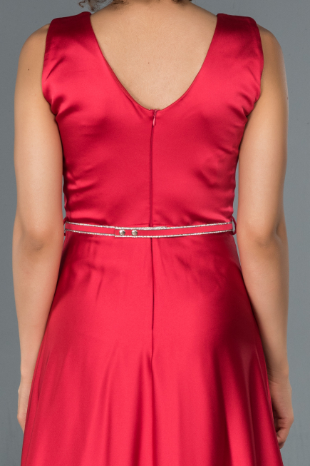 Robe de Soirée Longue Satin Rouge ABU1175