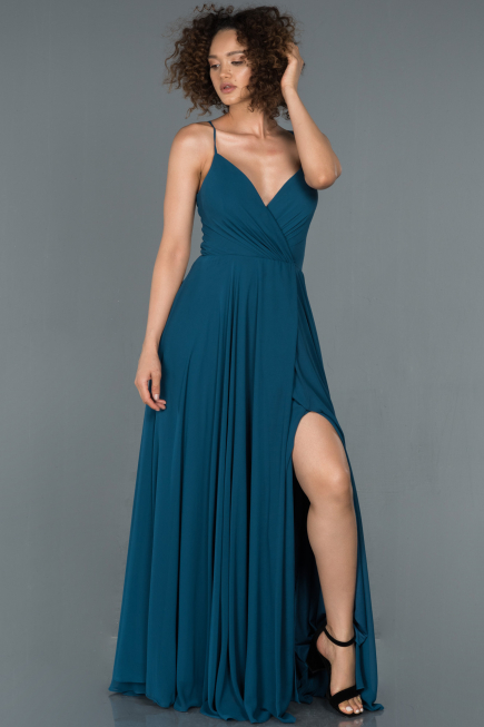 Robe de Soirée Longue Vert Pétrole ABU1305
