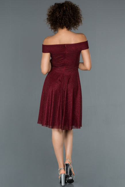Robe de Cérémonie Courte Rouge Bordeaux ABK827