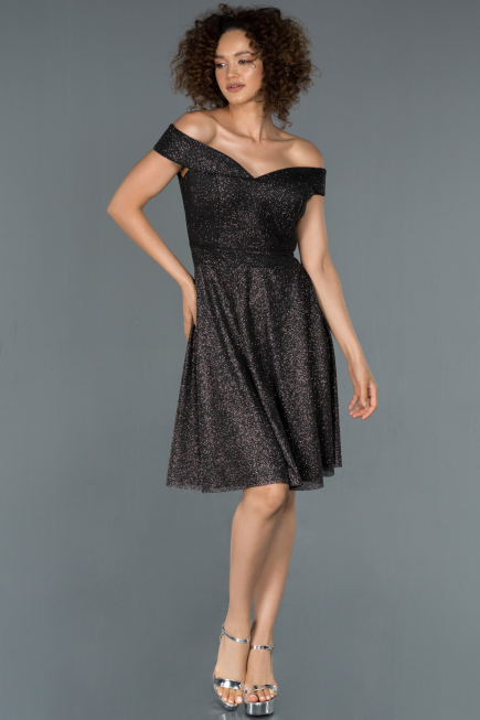 Robe de Cérémonie Courte Noir ABK827