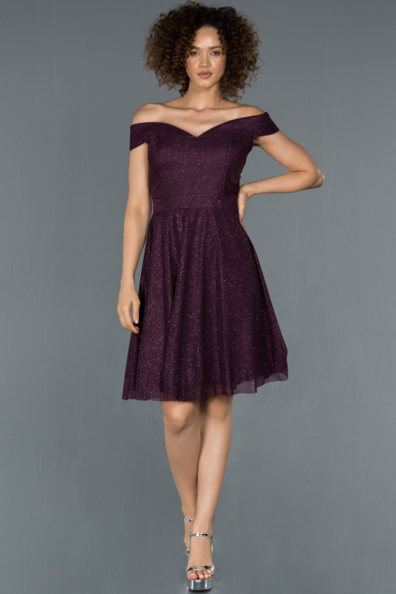 Robe de Cérémonie Courte Prune ABK827