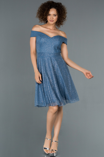 Robe de Cérémonie Courte Indigo ABK827