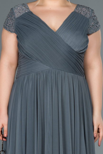Robe Grande Taille Longue Anthracite ABU025