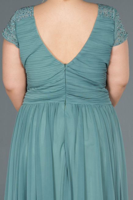 Robe Grande Taille Longue Turquoise ABU025