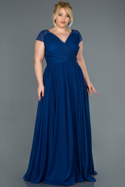 Robe Grande Taille Longue Sax Bleu ABU025