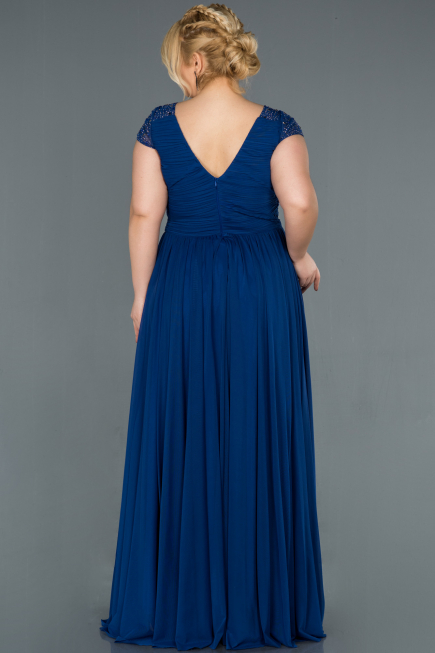 Robe Grande Taille Longue Sax Bleu ABU025