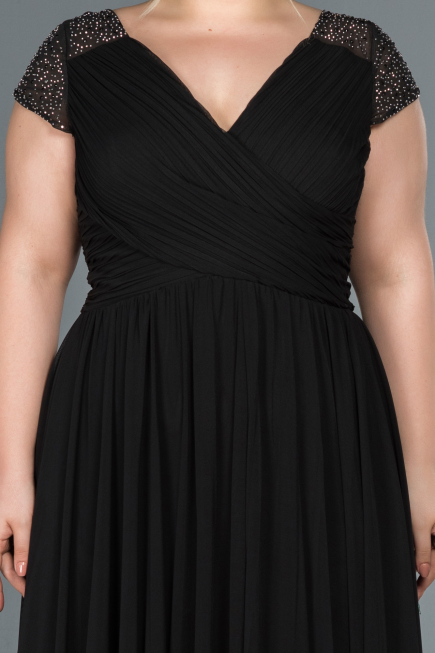 Robe Grande Taille Longue Noir ABU025