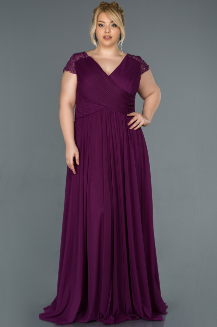 Robe Grande Taille Longue Pourpre ABU025