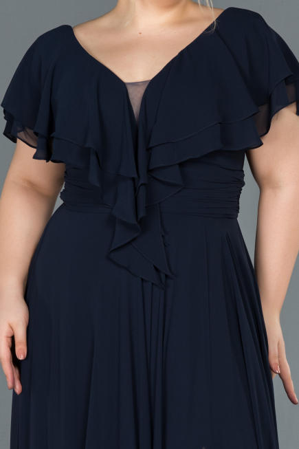 Robes Grande Taille Longue Bleu Marine ABU032