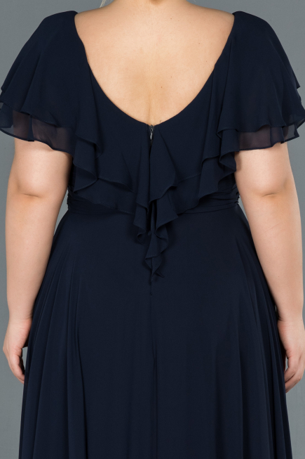 Robes Grande Taille Longue Bleu Marine ABU032