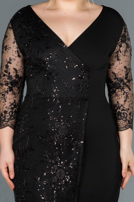 Robe Grande Taille Courte Noir ABK833