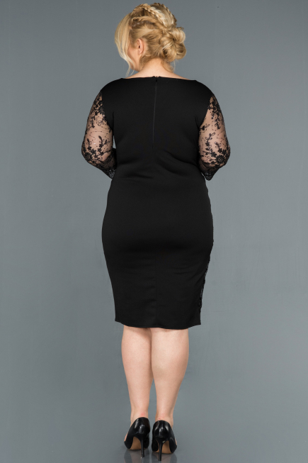 Robe Grande Taille Courte Noir ABK833