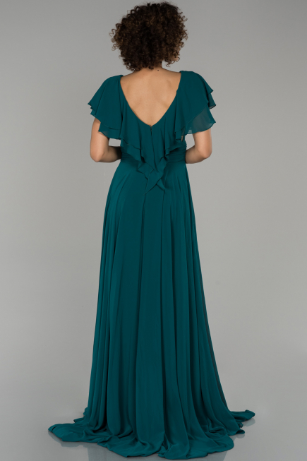 Robe de Fiançaille Longue Vert Fonce ABU032