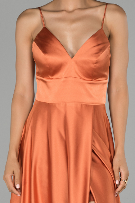 Robe de Fiançaille Longue Satin Marron clair ABU1458