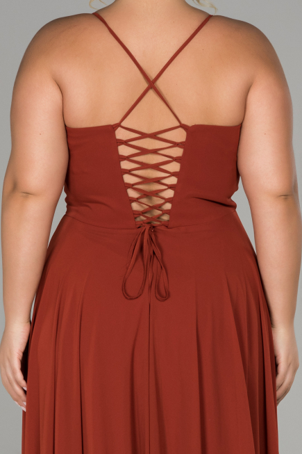 Robe de Soirée Grande Taille Longue Marron clair ABU1324