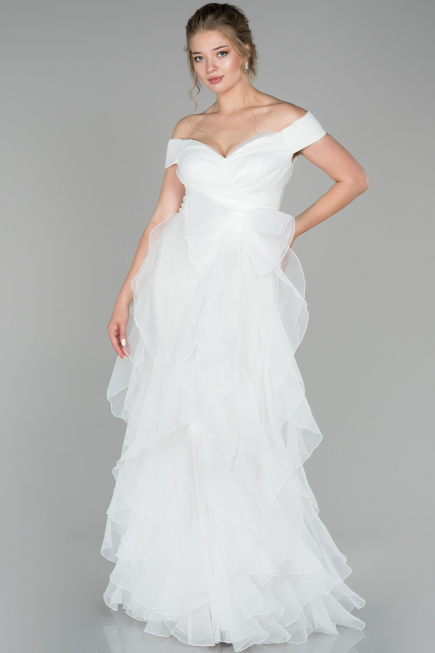 Robe de Fiançaille Longue Blanc ABU1498