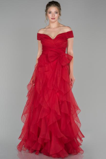 Robe de Fiançaille Longue Rouge ABU1498
