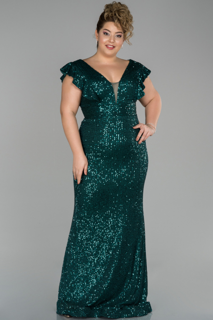 Robe Grande Taille Longue Émeraude ABU1045