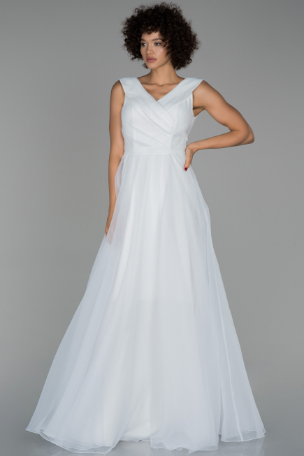 Robe de Fiançaille Longue Blanc ABU1525