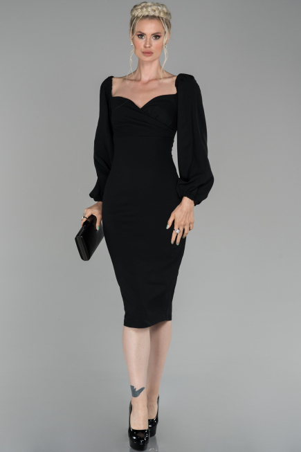 Robe de Cérémonie Midi Noir ABK916