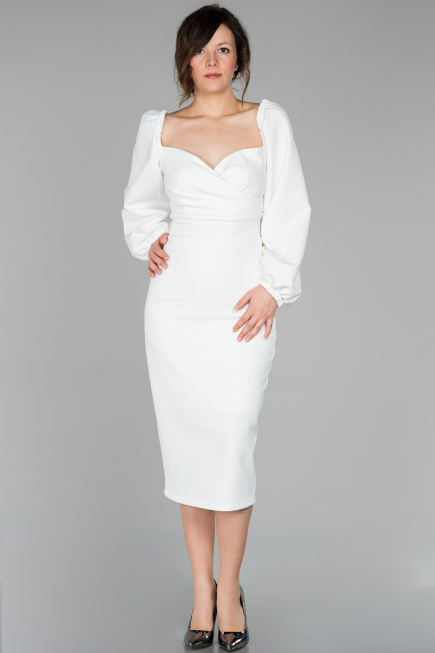 Robe de Cérémonie Midi Blanc ABK916
