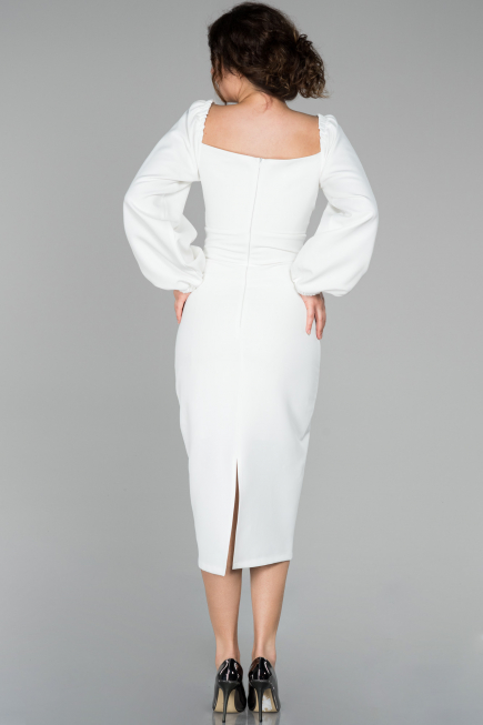 Robe de Cérémonie Midi Blanc ABK916