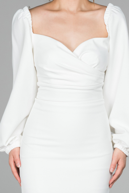 Robe de Cérémonie Midi Blanc ABK916