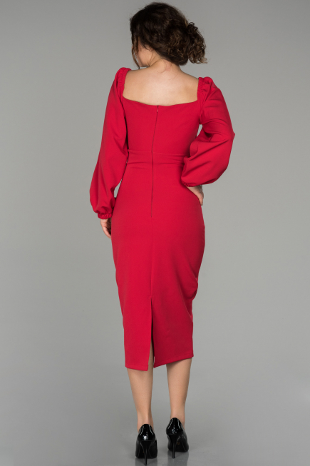 Robe de Cérémonie Midi Rouge ABK916