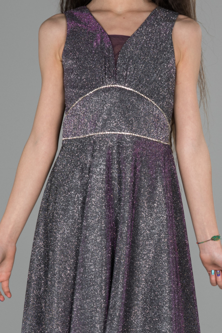 Robe de Soirée Enfants Longue Prune ABU777