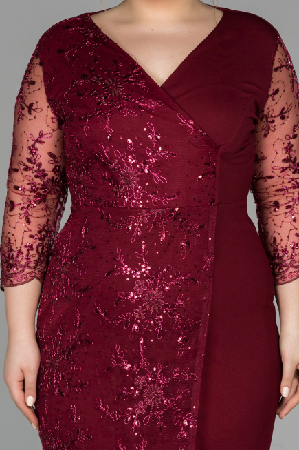 Robe Grande Taille Courte Rouge Bordeaux ABK833