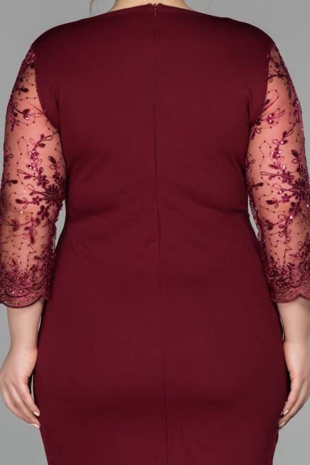 Robe Grande Taille Courte Rouge Bordeaux ABK833