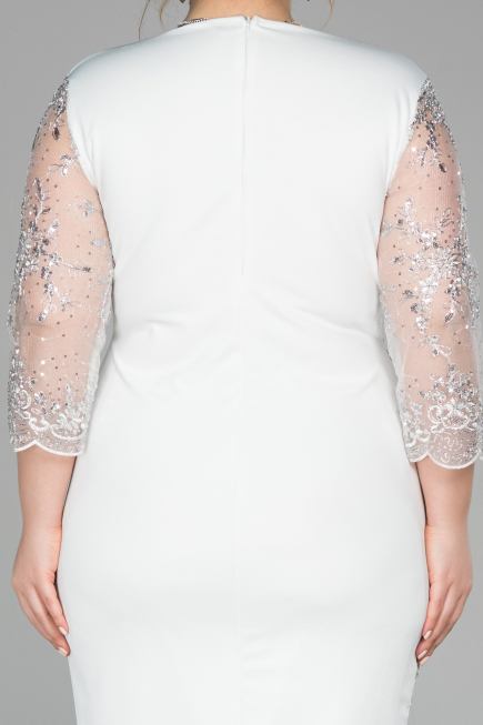 Robe Grande Taille Courte Blanc ABK833