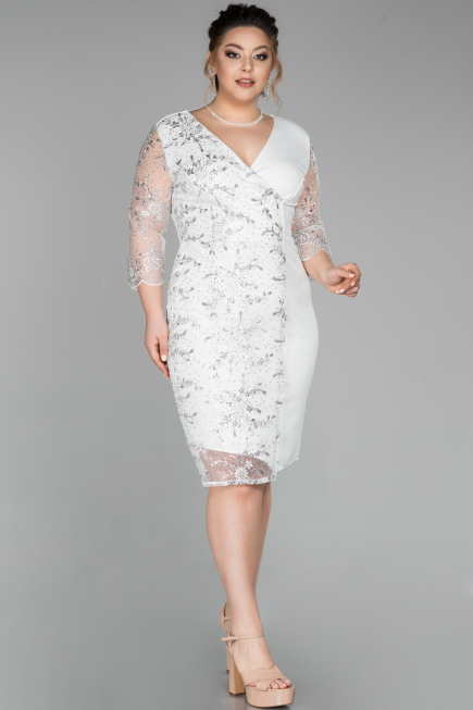 Robe Grande Taille Courte Blanc ABK833