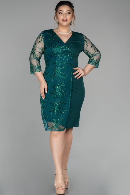 Robe Grande Taille Courte Vert ABK833