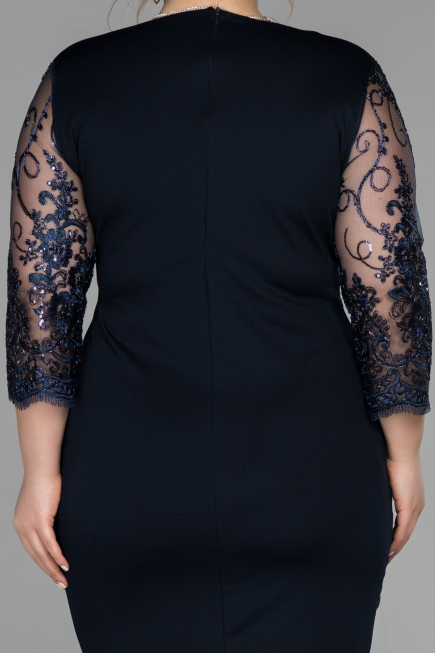 Robe Grande Taille Courte Bleu Marine ABK833